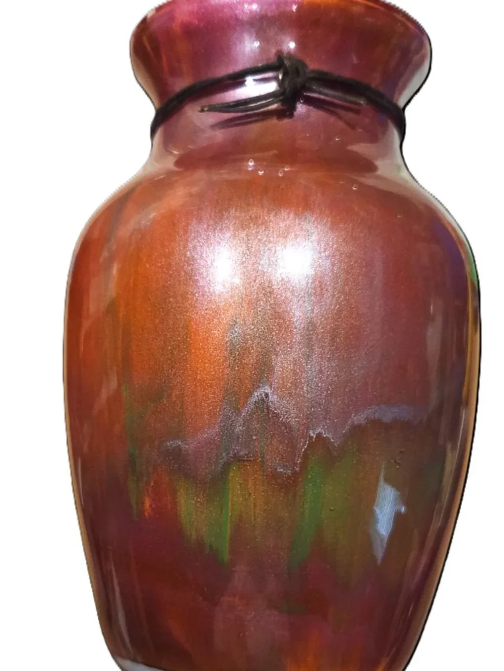 Fluid Art African Cowrie Shell Necklace Vase, Size 7 inches, Handcrafted Vase,